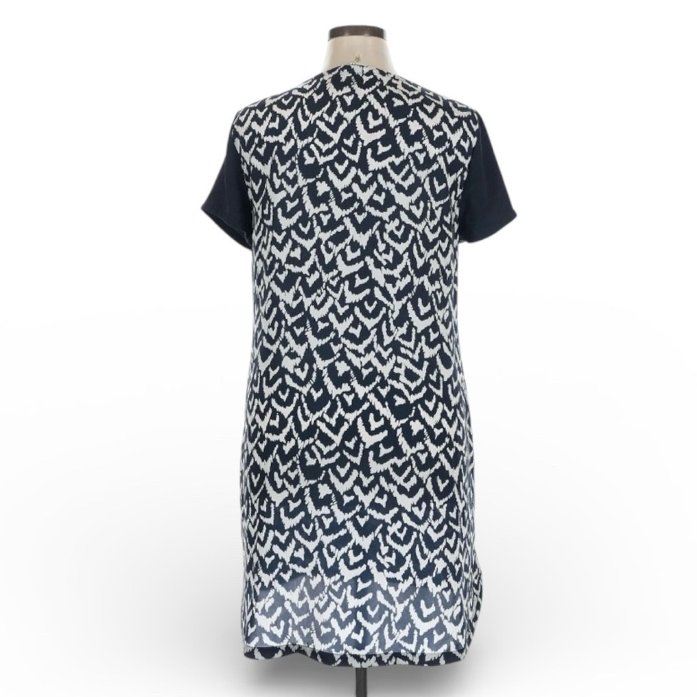 DKNYC Shift Dress Navy White Abstract Print Short Sleeve Work Casual Size XL - Picture 3 of 9